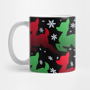 Gift Wrapp'd - Red & Green Deer, Black Background Mug